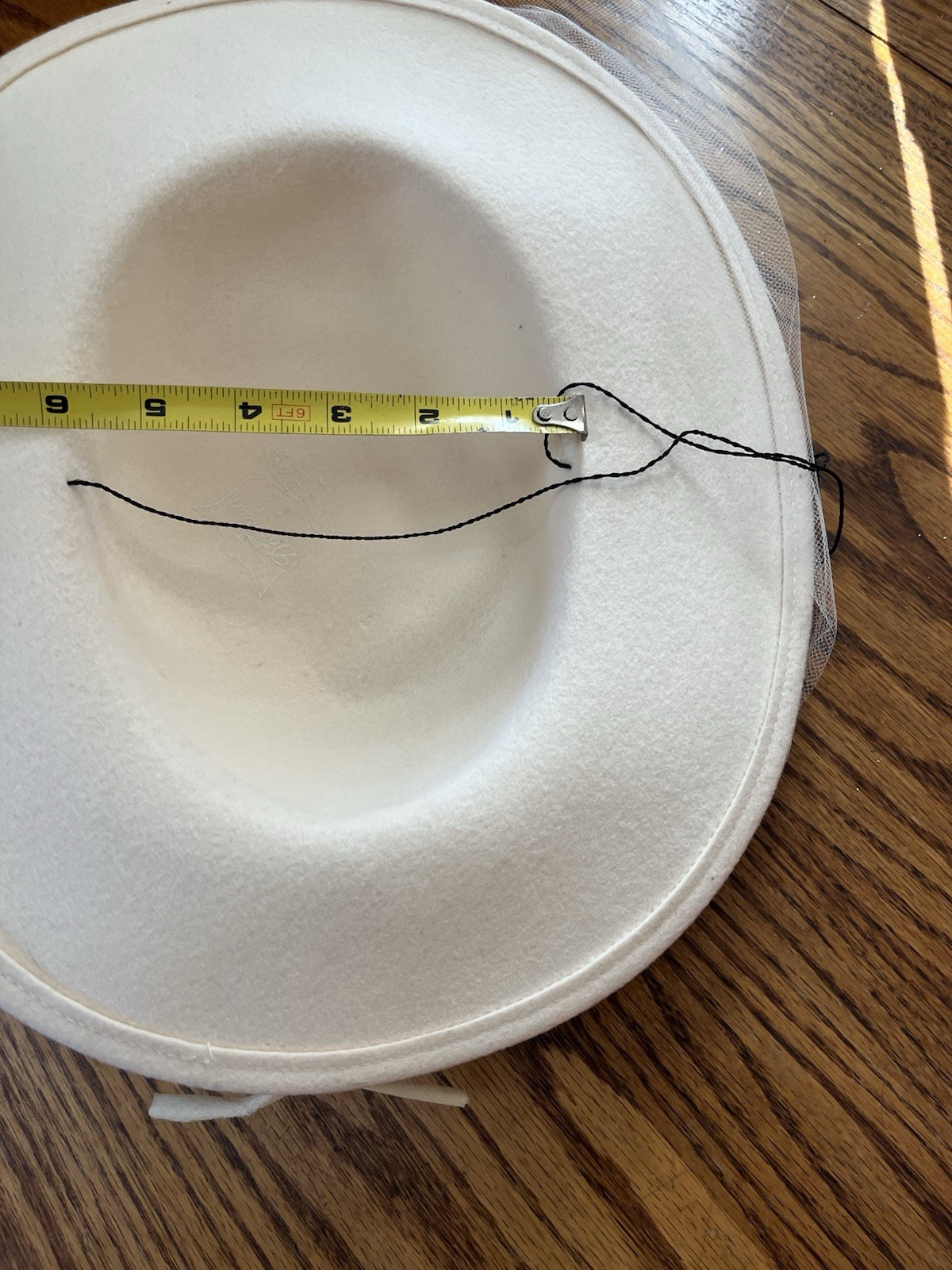 Vintage Ivory Geo W Bollman Doeskin Felt 100% Wool Brimmed Hat Flower/Bow & Veil