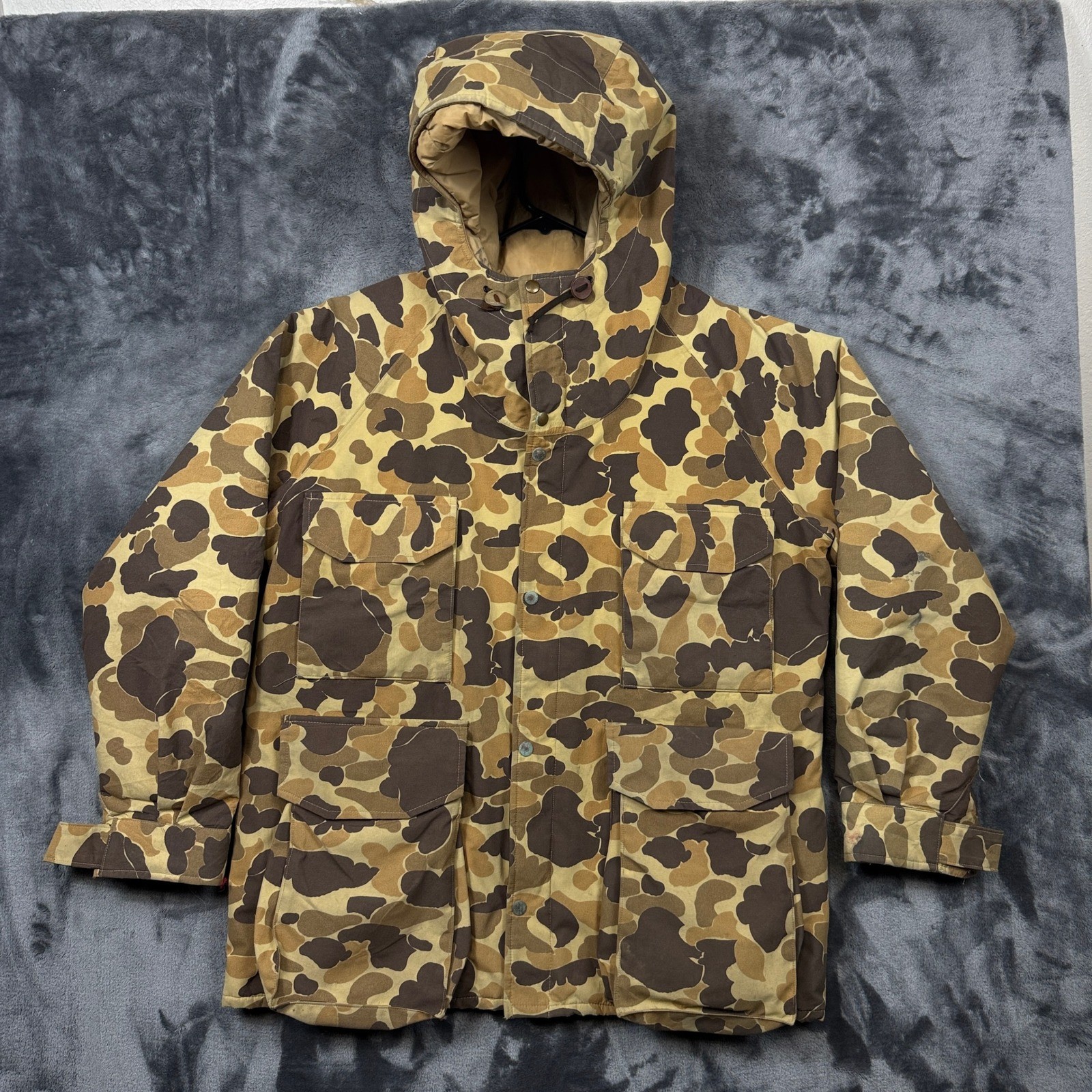 Cabela’s Hunting Parka Mens XL Camo Fair Vintage Duck Hunter Hooded Jacket USA