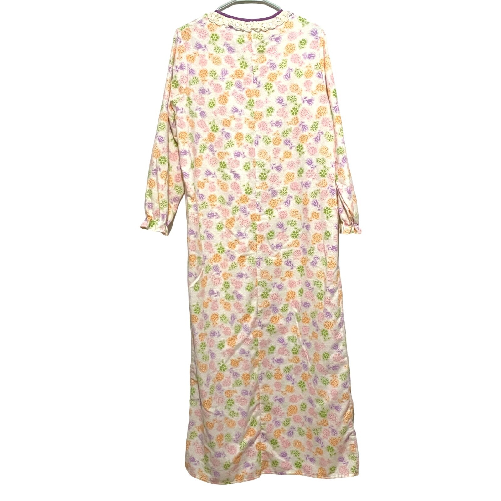 Vintage Sears Long Flannel Nightgown 36M White Cottagecore Prairie Core Grandma