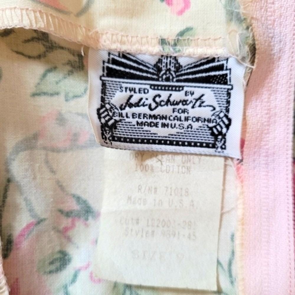 Vintage Jodi Schwartz Bill Berman Floral Lace Butterfly Off Shoulder Dress Pink