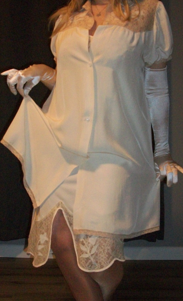 Vtg Ivory Lace Rayon Acetate Satin Nightgown Robe 36 M