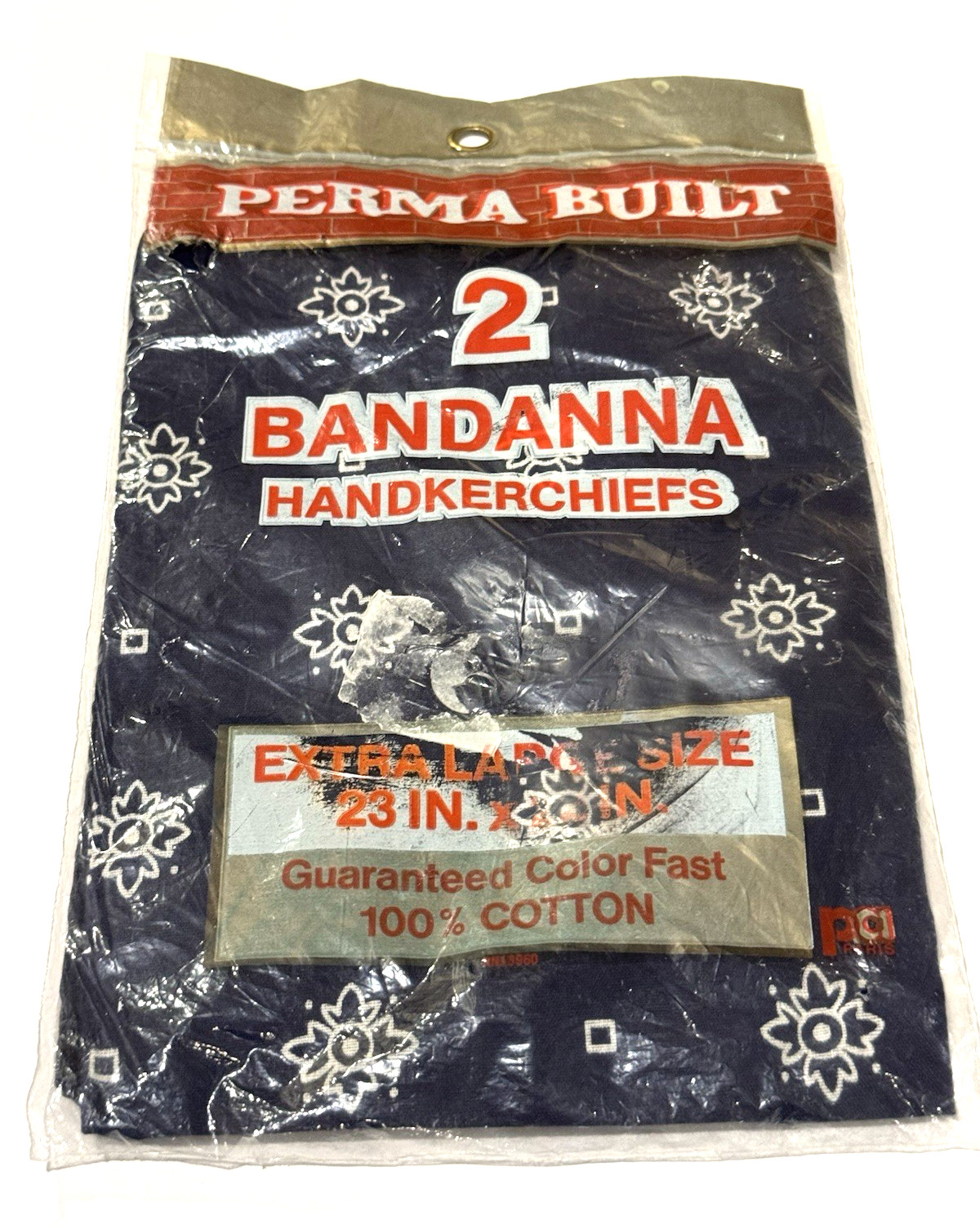 VTG Perma Built Blue Navy 2 Bandanna Handkerchiefs XL RN13960 Western NOS SEALED