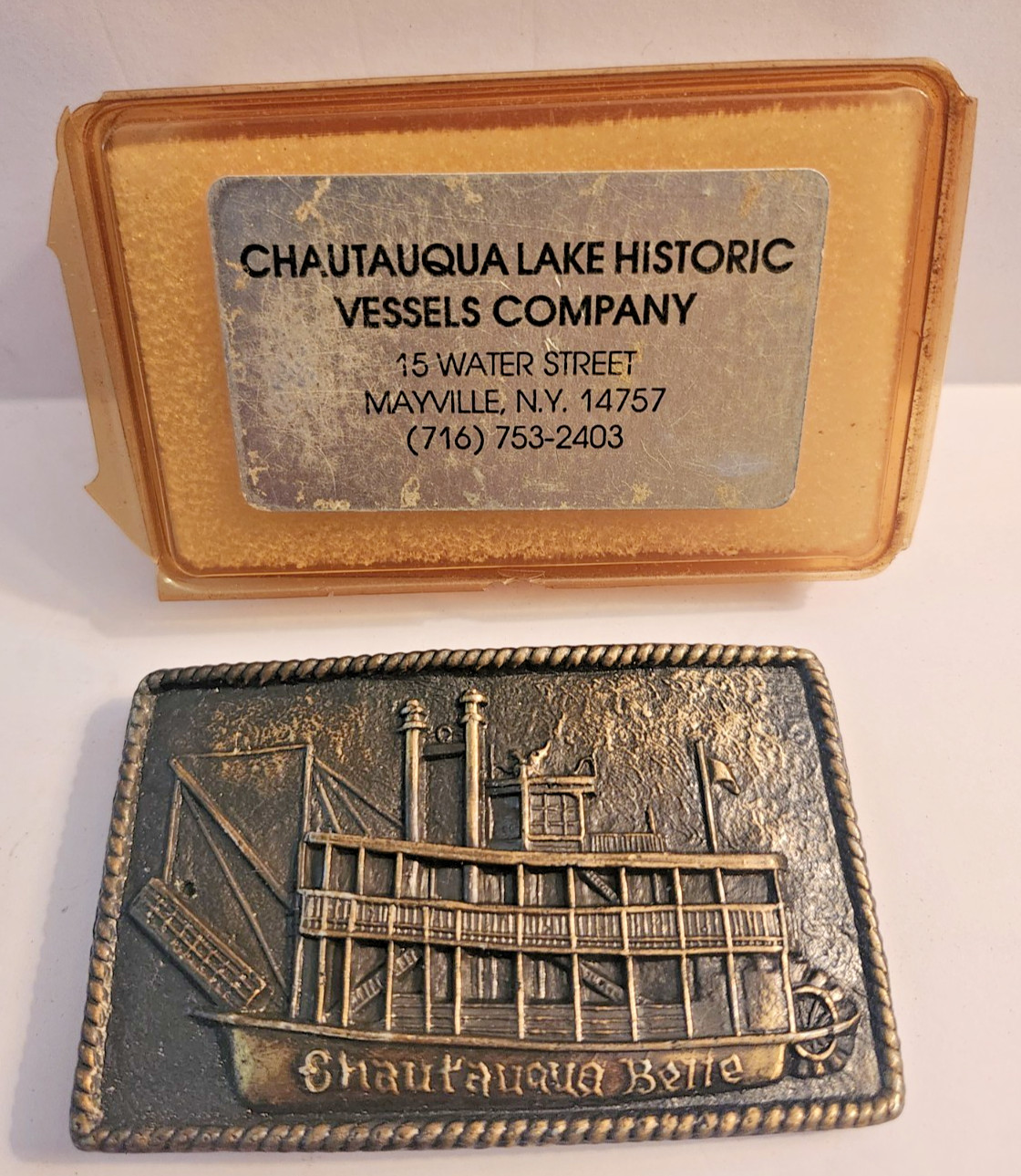 Vintage Belt Buckle Chatauqua Belle Steamboat Paddle Boat Chautauqua Lake, NY