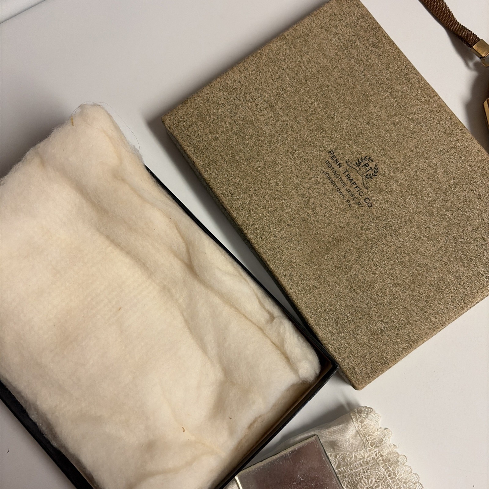 Vintage Whiting & Davis Co. Mesh Gold 5in X 5in Makeup Bag Chain + Box