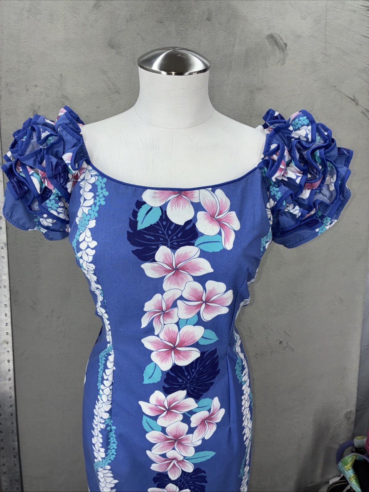 Vintage Royal Creations Hawaiian Maxi Dress Floral Resort Vacation USA Womens Lg