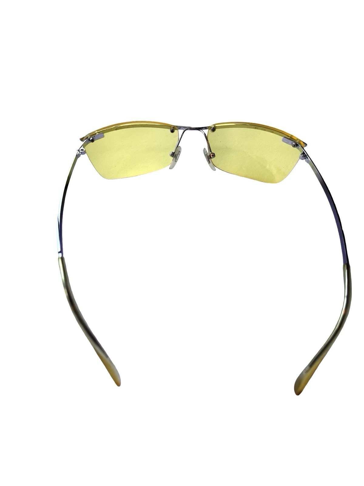Vintage NOS Y2K Rimless Shield Sunglasses Yellow Tinted Lenses Cyber Futuristic