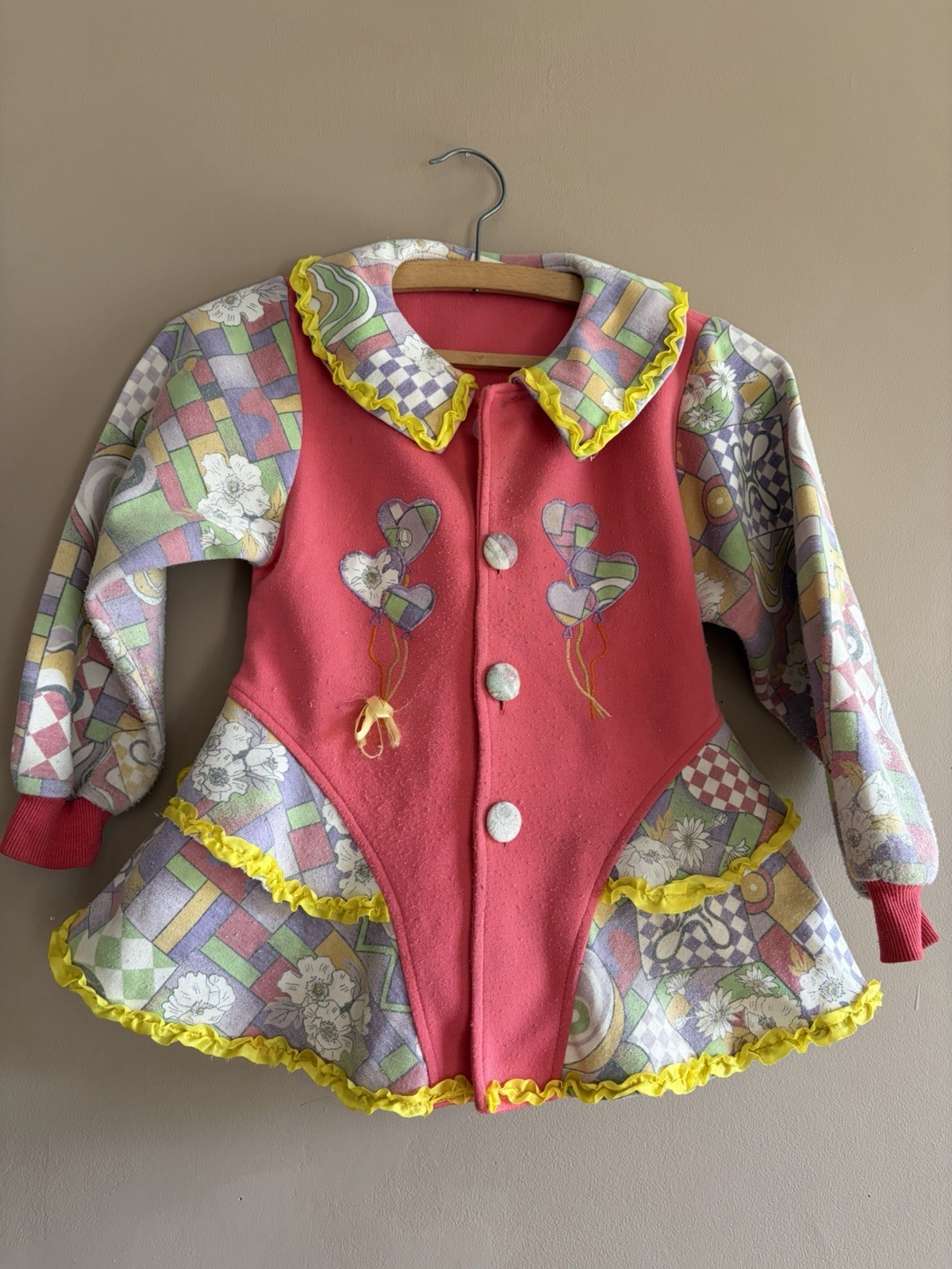 Vintage Toddler Girls Patchwork Colorful Jacket Trim Magic 8 Ball Size 3T Circus