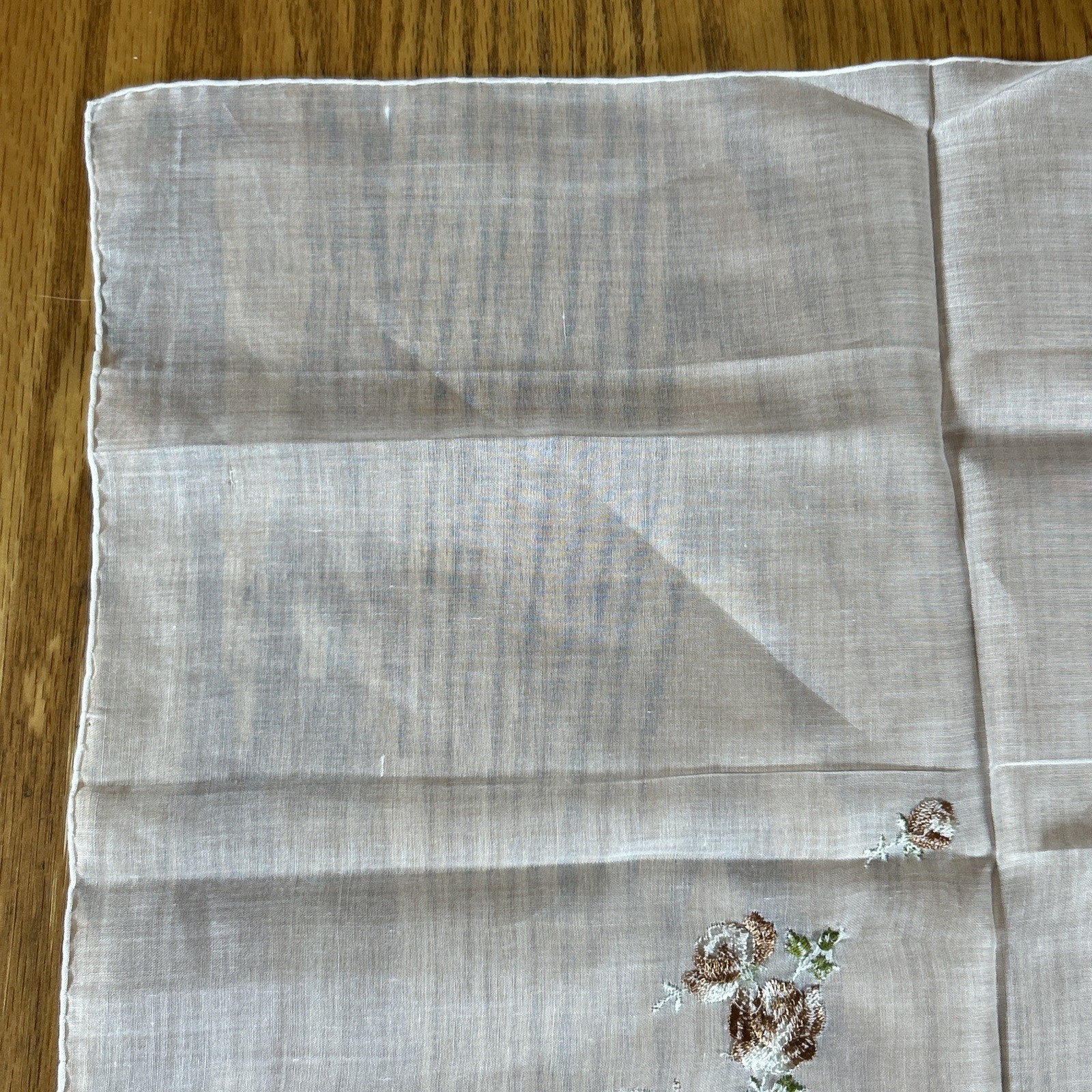 Vintage Swiss Monogram B Handkerchief Sheer White Floral RN 14750 Wedding Hanky