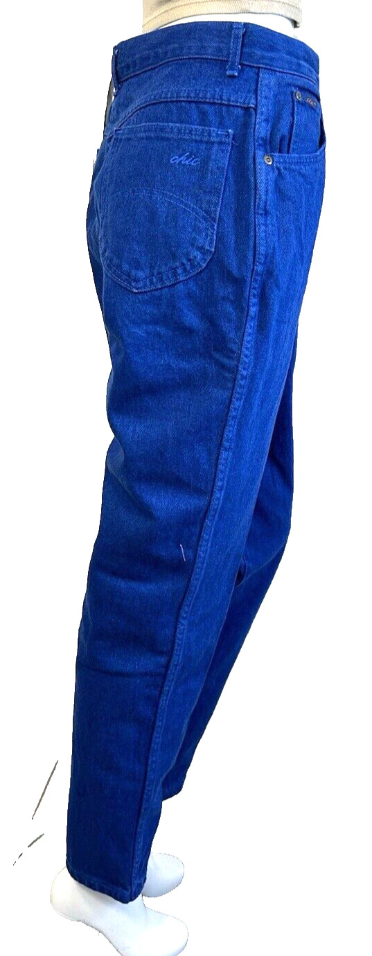 NWT 80s-90s CHIC Denim Jeans High Rise Tapered Ankle Made USA Indigo Blue 8