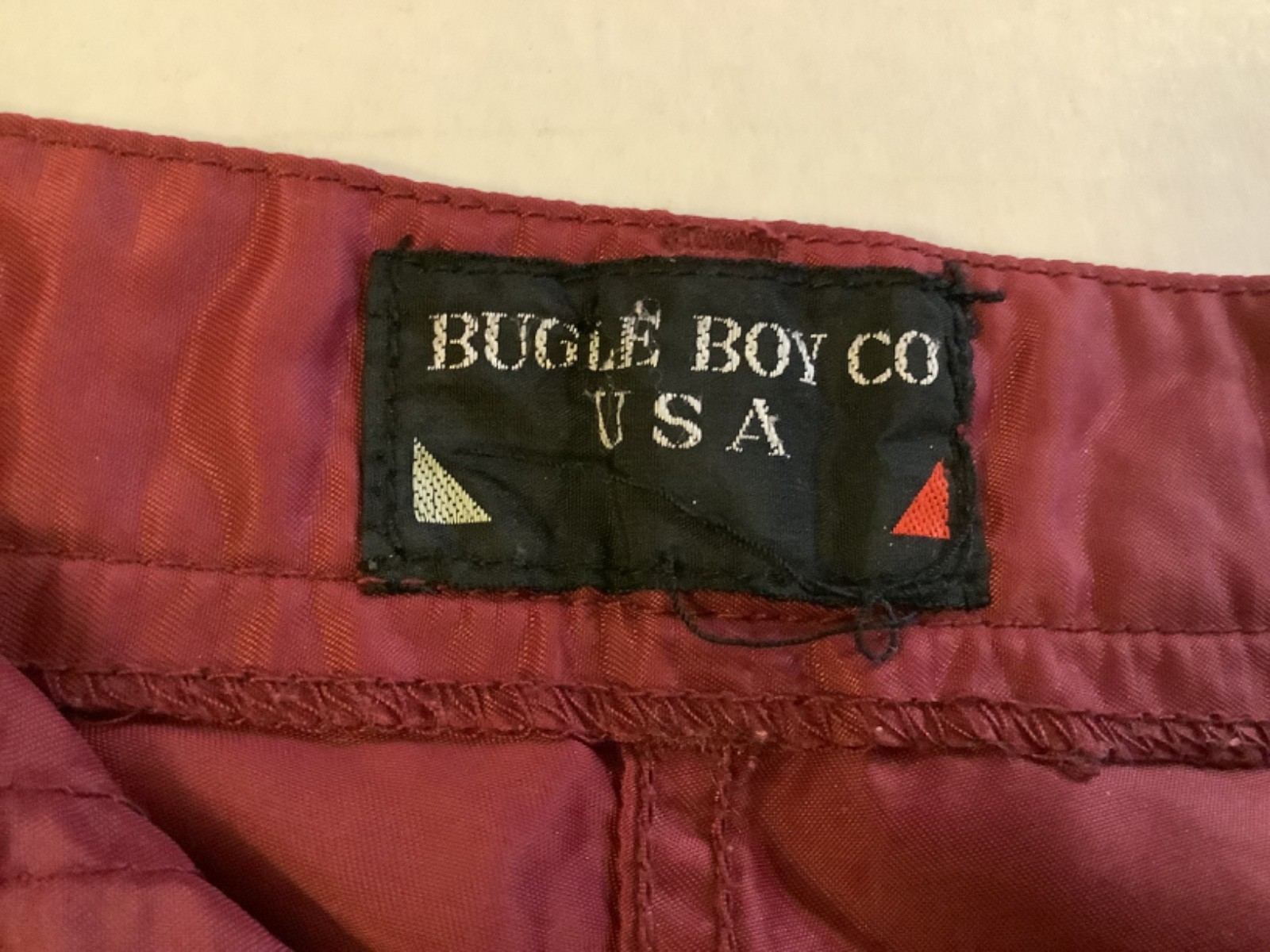 VINTAGE 1980’S BUGLE BOY BURGUNDY RED PARACHUTE PANTS Zippers 28”W 31”L 28”x31”