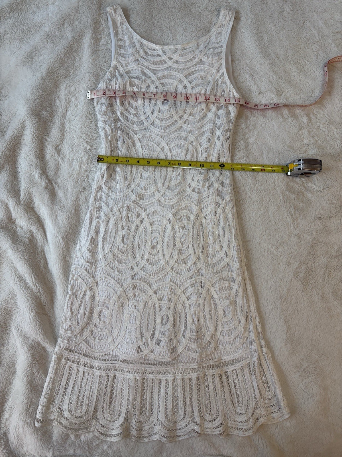 Vintage Y2K NWT Cache White Lace Crochet Midi Dress – Boho Sheath Overlay Dress