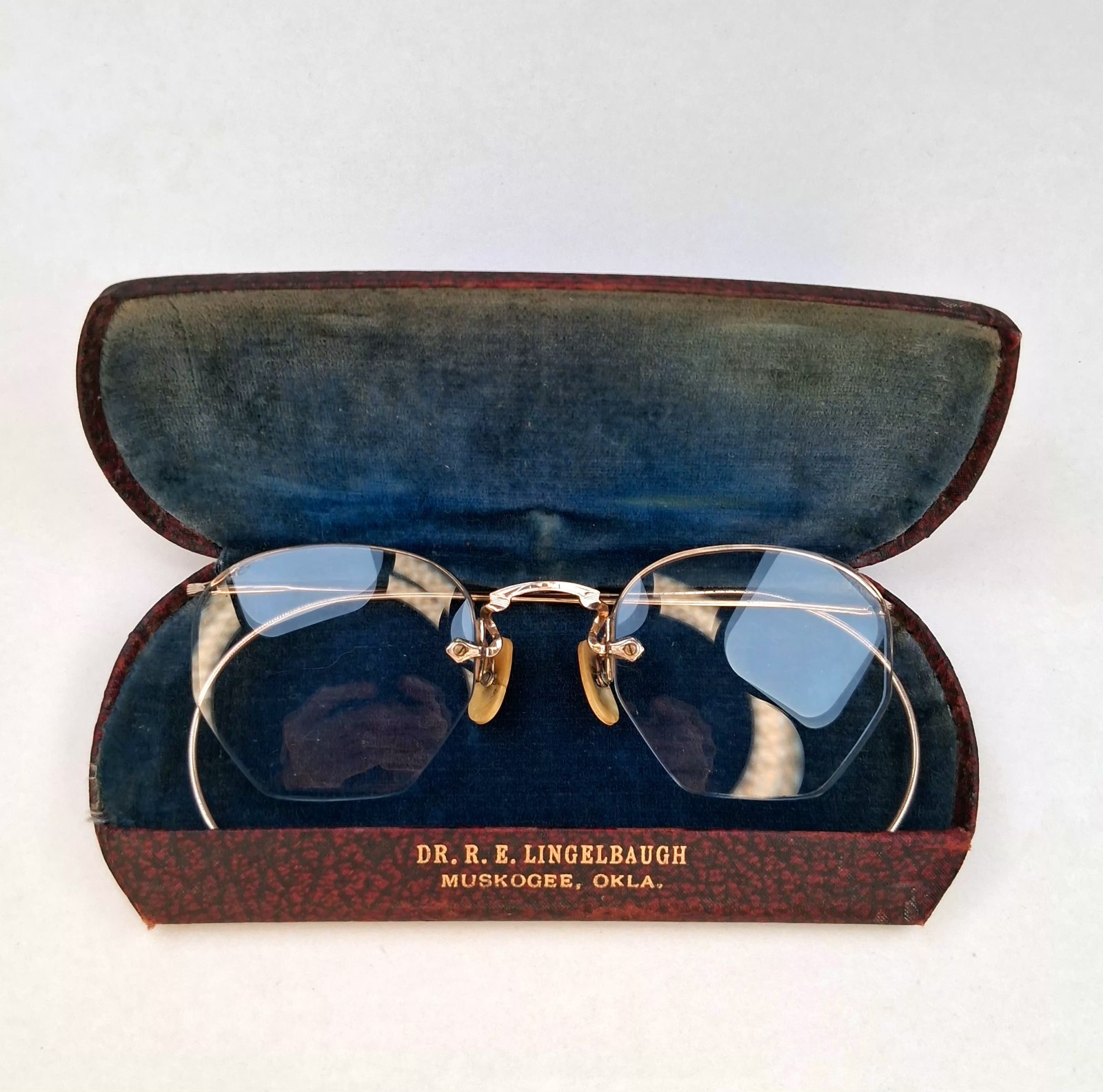Vtg American Optical 12K Gold Filled Eye Glasses Semi-Rimless Hexagon Shaped…