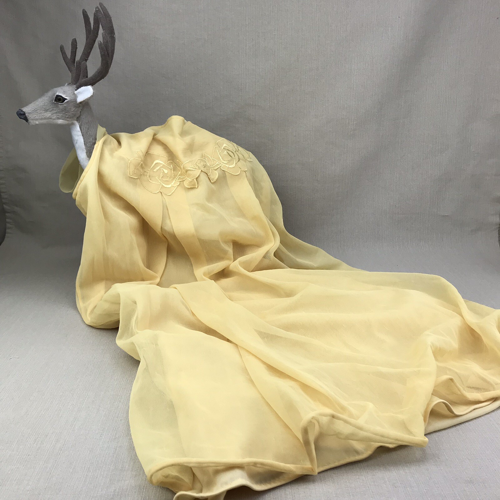 Yellow Gaymode Vintage Chiffon Babydoll Nightgown Medium Penney’s Negligee