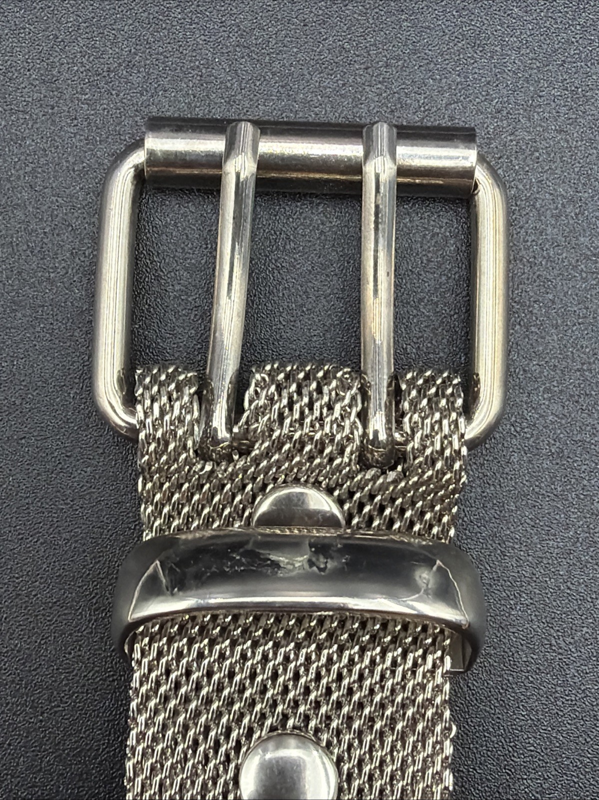 Vintage Large Metal Mesh Silver Waist Belt Adjustable (E3) 40 Inch Belt