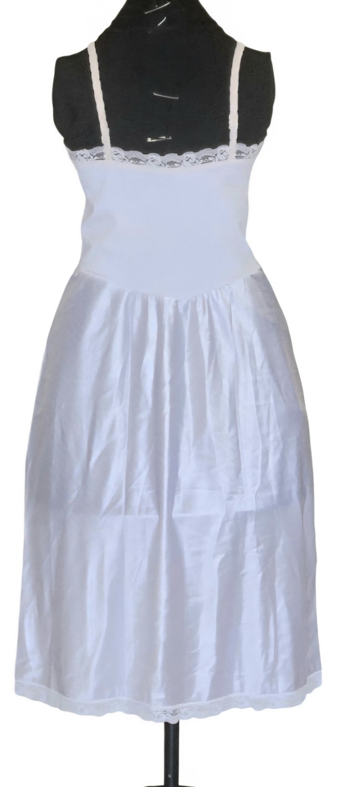 1960s WARNER’S SHINE ON White Antron Nylon Lycra Stretch Bodice Dress Slip Sz 36