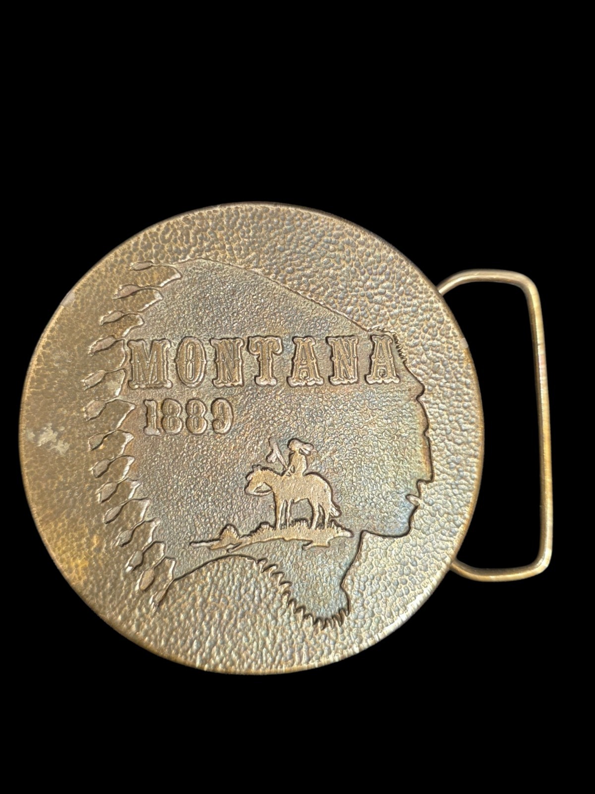 Vintage 1974 James Lind Wyoming Studio Art Works Brass Montana Belt Buckle W-39