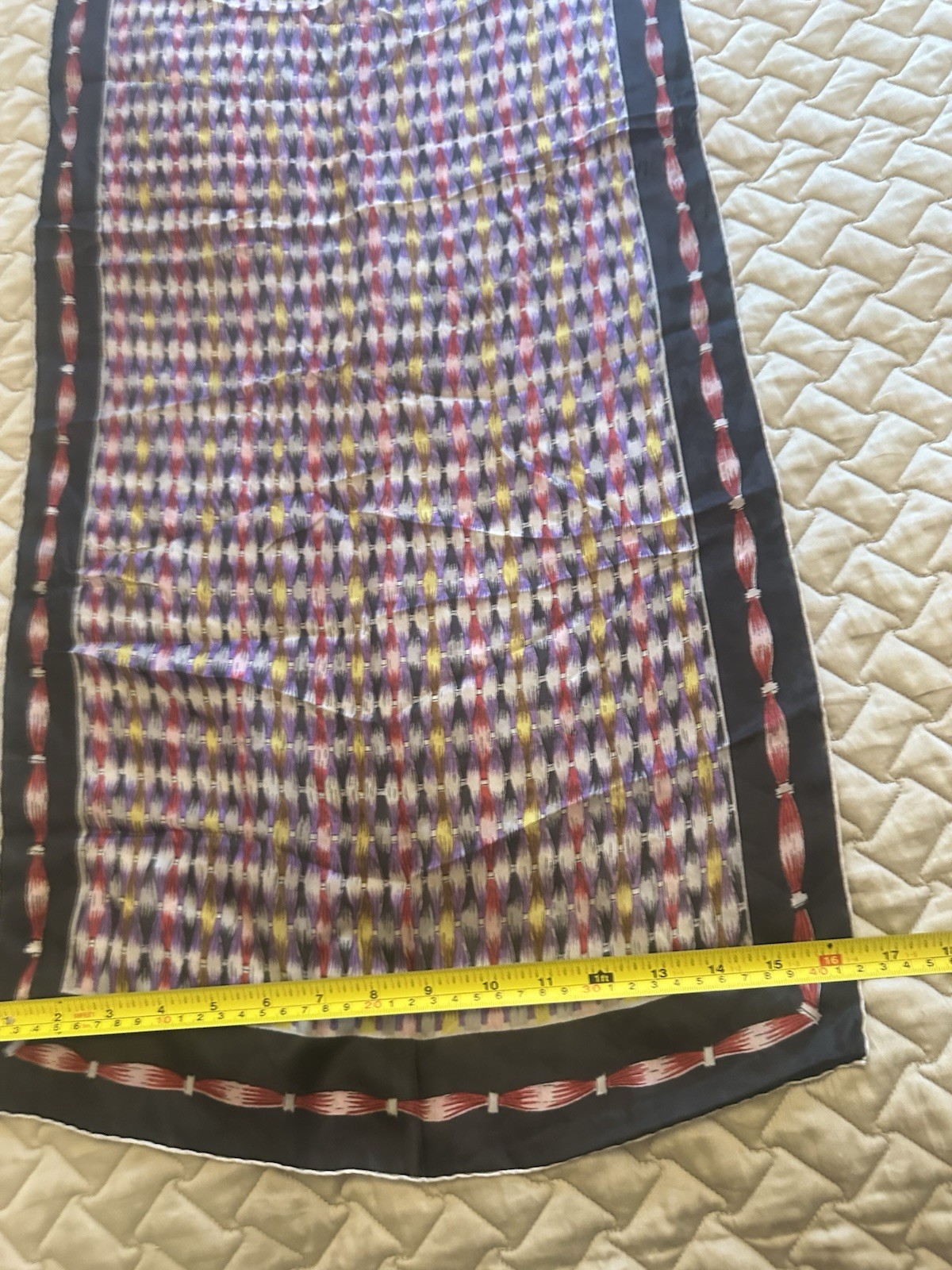 VTG 1950s 100% PURE SILK HAND ROLLED MADE IN JAPAN SCARF 44”X 16”