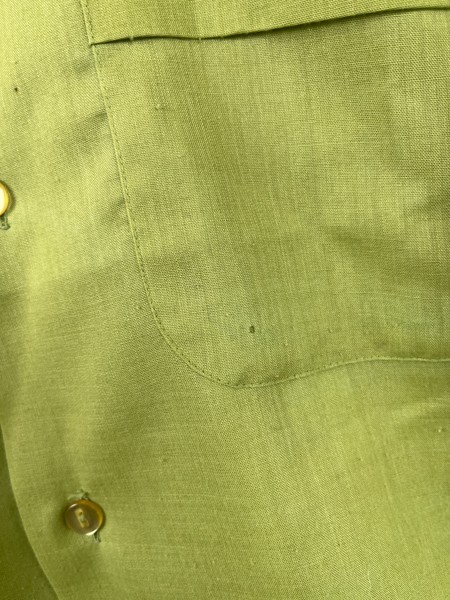 Vintage 1950s Button Shirt Mens Lime Green Rockabilly Pockets Lightweight Reads