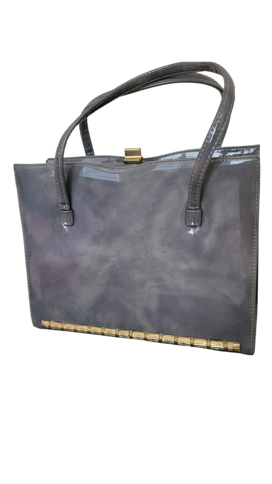 Vintage Verdi Gray Patent Leather Purse Handbag