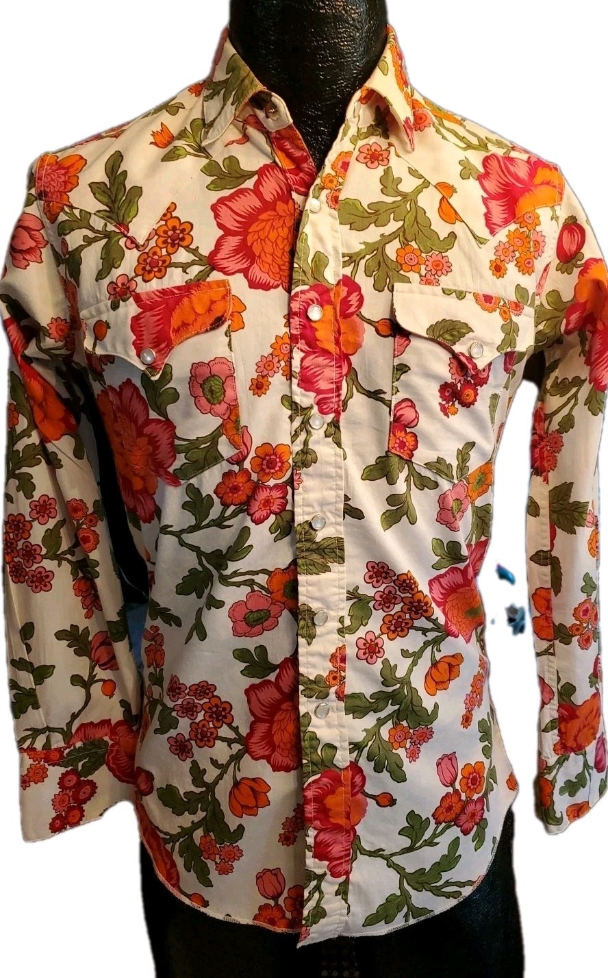 Vtg. Men’s Panhandle Slim Westmoor Floral Shirt Super Tailored Western 14.5/33″