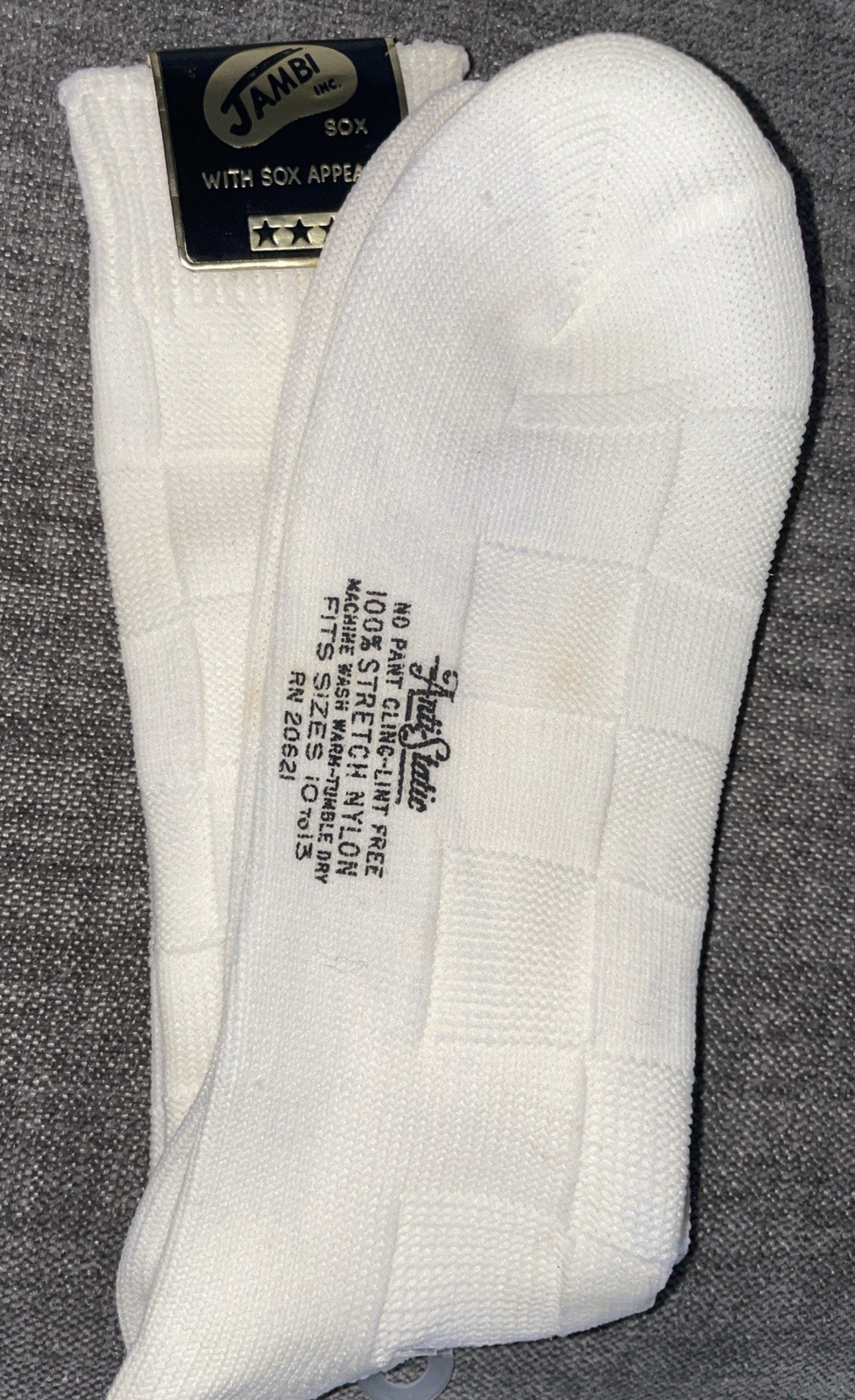 VNTG Jambi Men’s Dress Socks Ivory Textured 100% Stretch Nylon 10-13 Anti Static