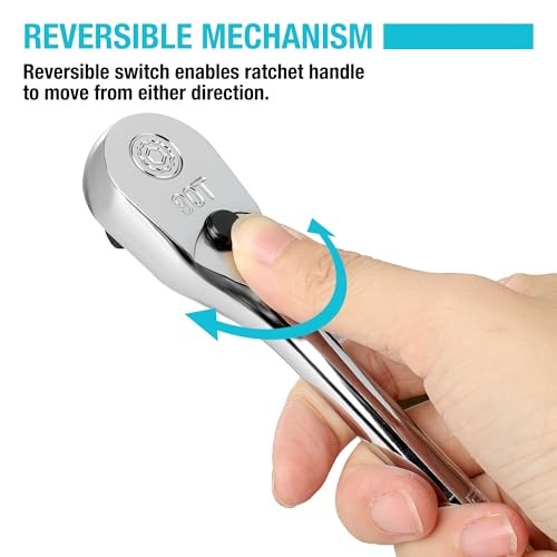 Extra Long Handle 3/8-Inch Drive Ratchet, 90-Tooth 3/8″ with 12″ handle