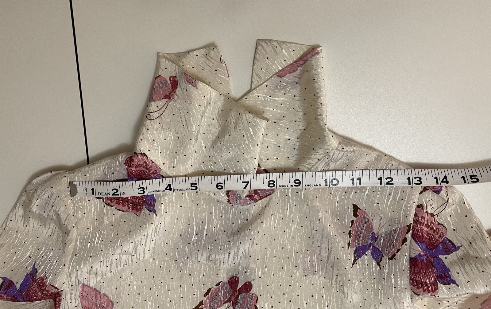 Vintage 1980s Elegant Asian Floating Butterfly Puff Shoulder Sheath Dress sm/md