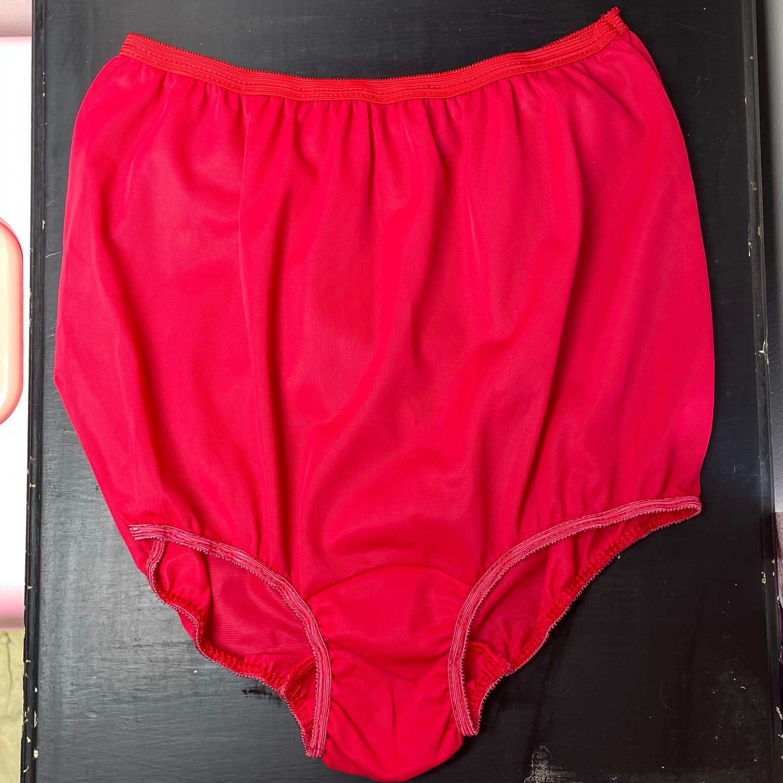 Vintage Granny Panties, 1960s High Waisted Red Panty Double Mushroom Gusset S-M