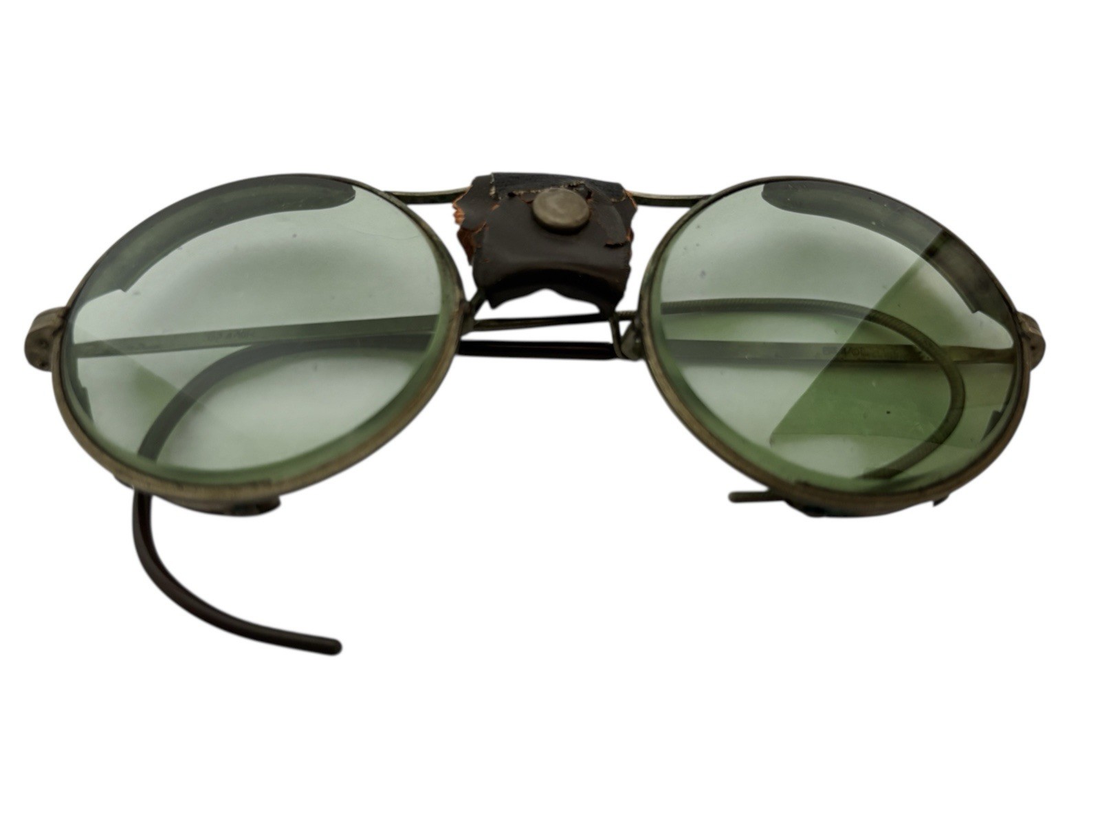 American Optical Green Lens Safety Glasses Goggles Sunglasses Leather Steampunk