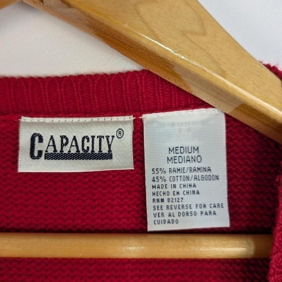 Vintage Capacity Star Heart Applique Patriotic Knit Sweater Vest Medium