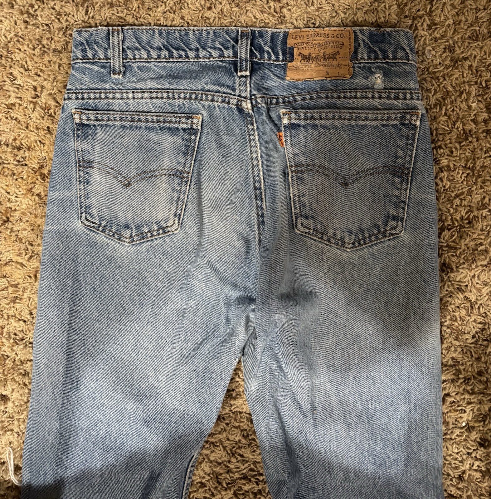 Vintage 1970s Levi’s Orange Tag Bell Bottom Embellished Dragon Pants 32×36