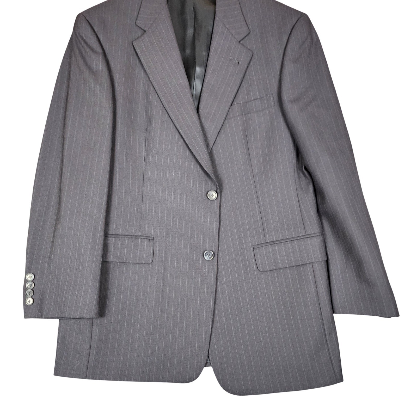 Burberrys Mens 40R Vintage Pinstripe Wool Blazer Sport Coat Charcoal Gray