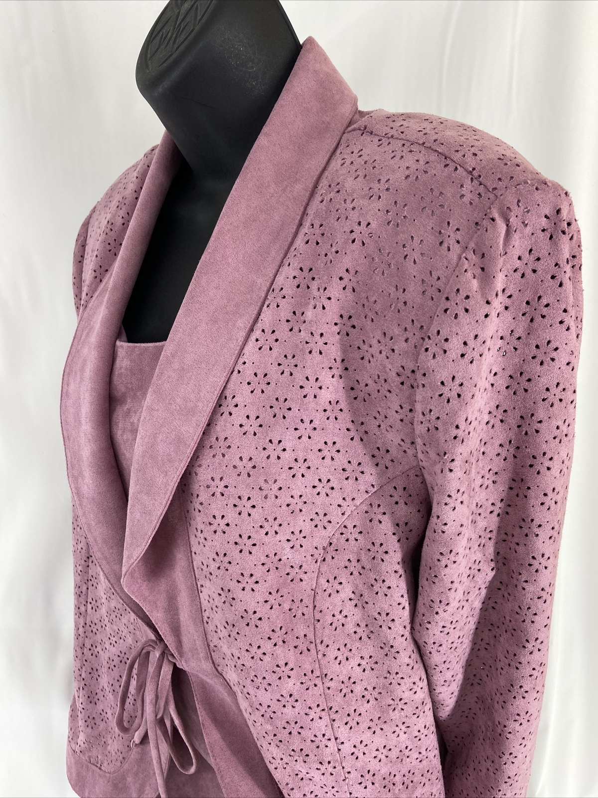 Vintage Just In Thyme LTD Pink Sleeveless Sheath Dress Jacket Faux Suede Sz 14