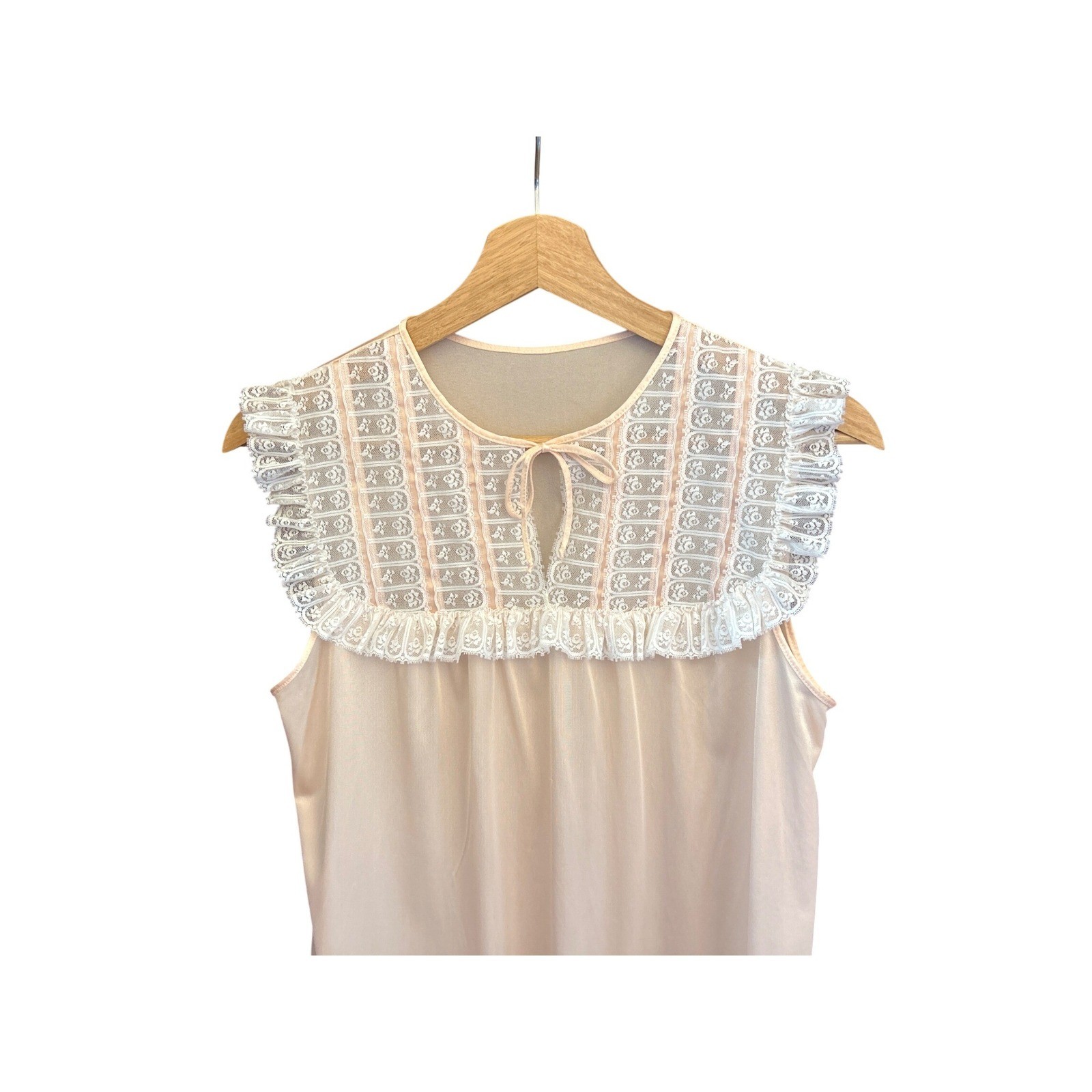 Vintage Special Edition Peach Lace Bib Nightgown Coquette Cottagecore Romantic