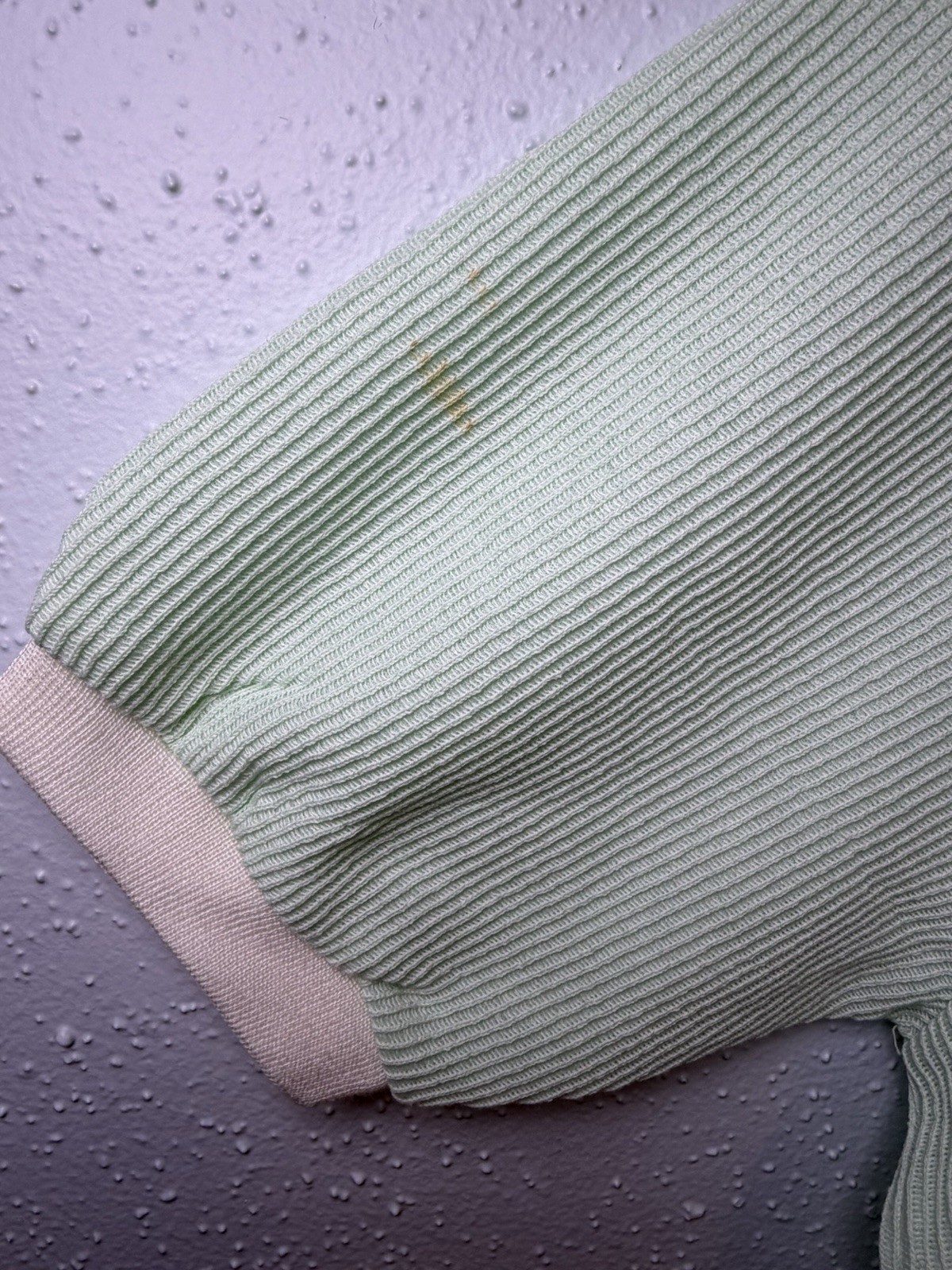Vtg Alan Stuart Seafoam Green/Ivory Diagonal Design V neck Ribbed Mens Top Sz XL