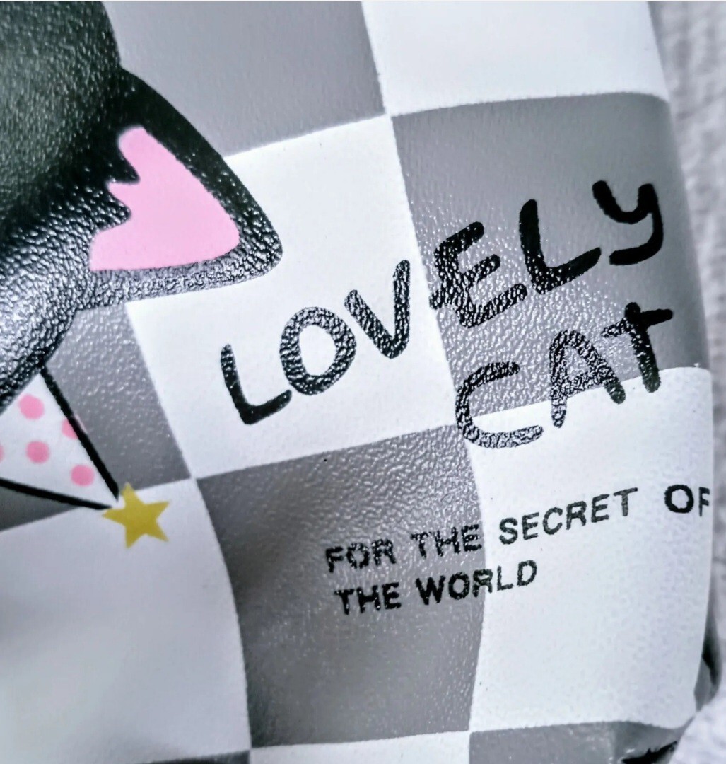 Coin Purse, mini nylon, with Zipper, Multi Purpose Pouch, Checkerboard Cat Print