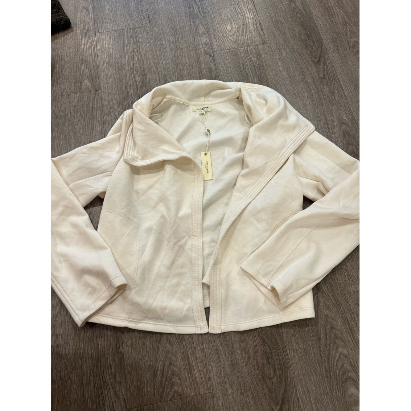 Max Studio Cream Open-Front Jacket