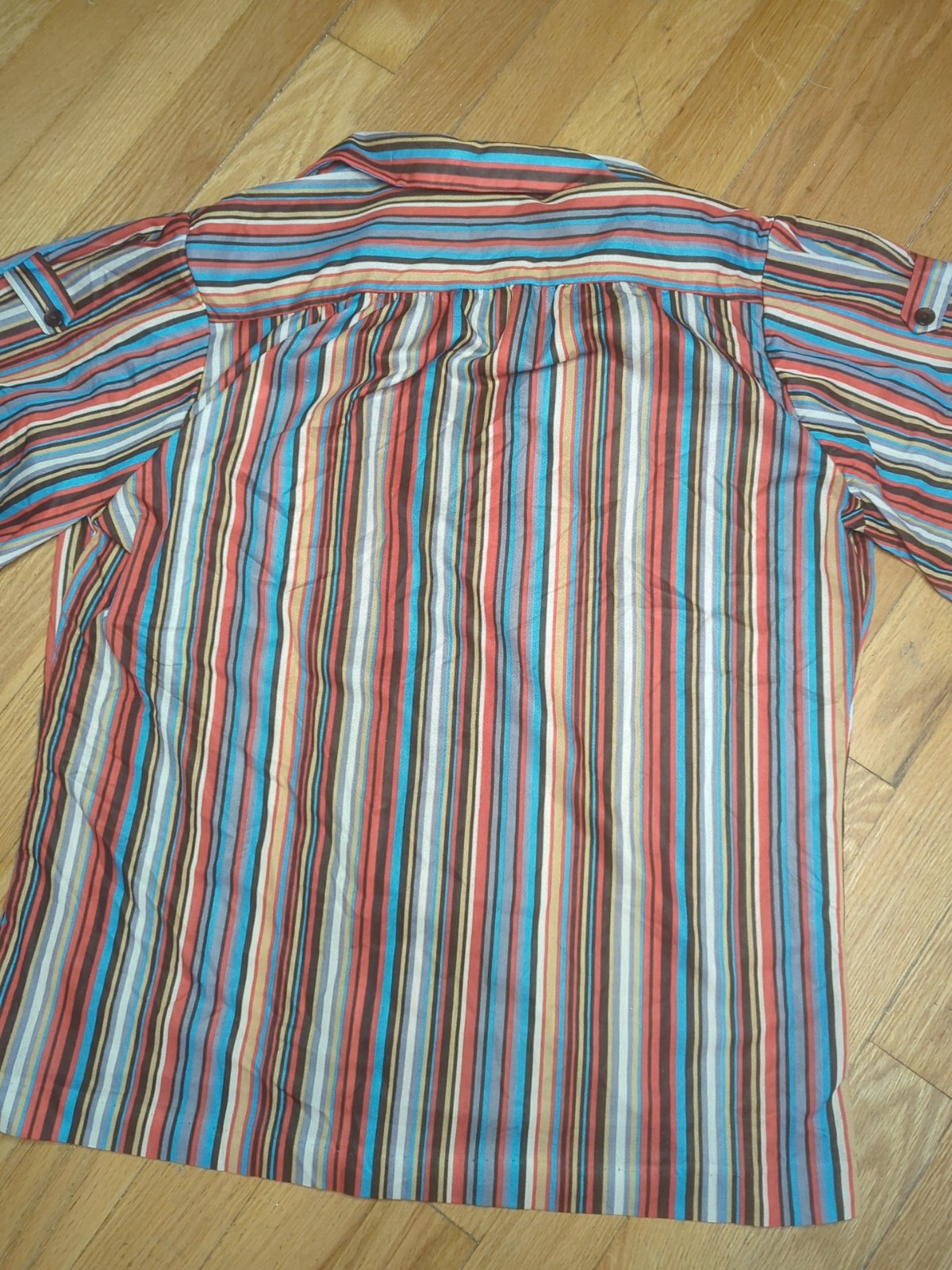 Teddi Of California Polyester 1970’s Striped Blouse Large Mod