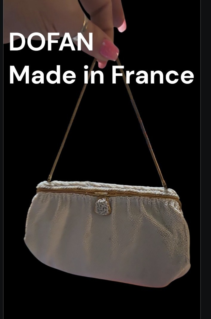 1940s Dofan Purse Micro Glass Beaded Purse France With white Satin Coin Purse A+