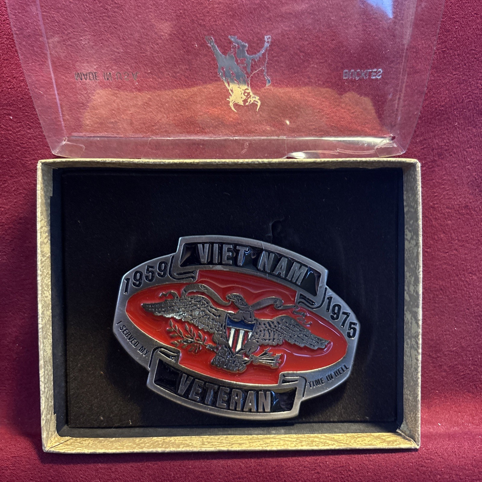 Vietnam War Veteran Belt Buckle I Served My Time In Hell 1959-1975