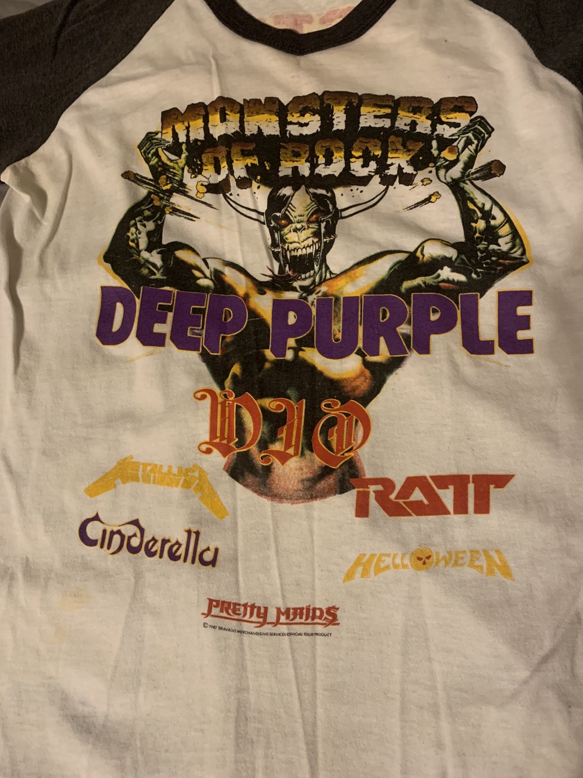 Vintage 1987 Monsters Of Rock Tour Vintage 3/4 sleeve t-shirt