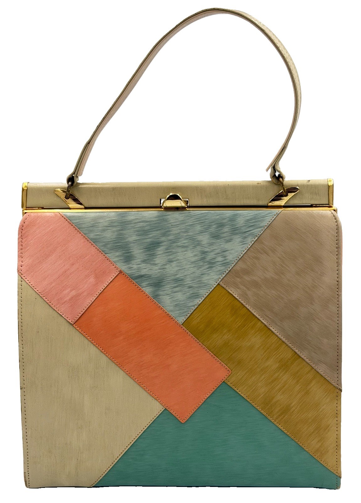 1960s Melbourne Bags Vintage Colorblock Geometric Patchwork Handbag ✨EUC✨