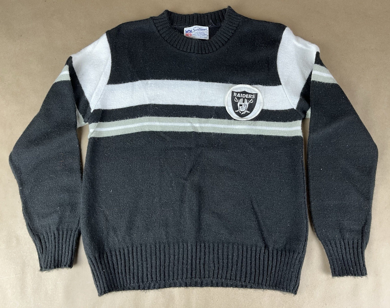 1970s Vintage 70s Oakland Raiders Sweater Kid Size NFL Oakland California