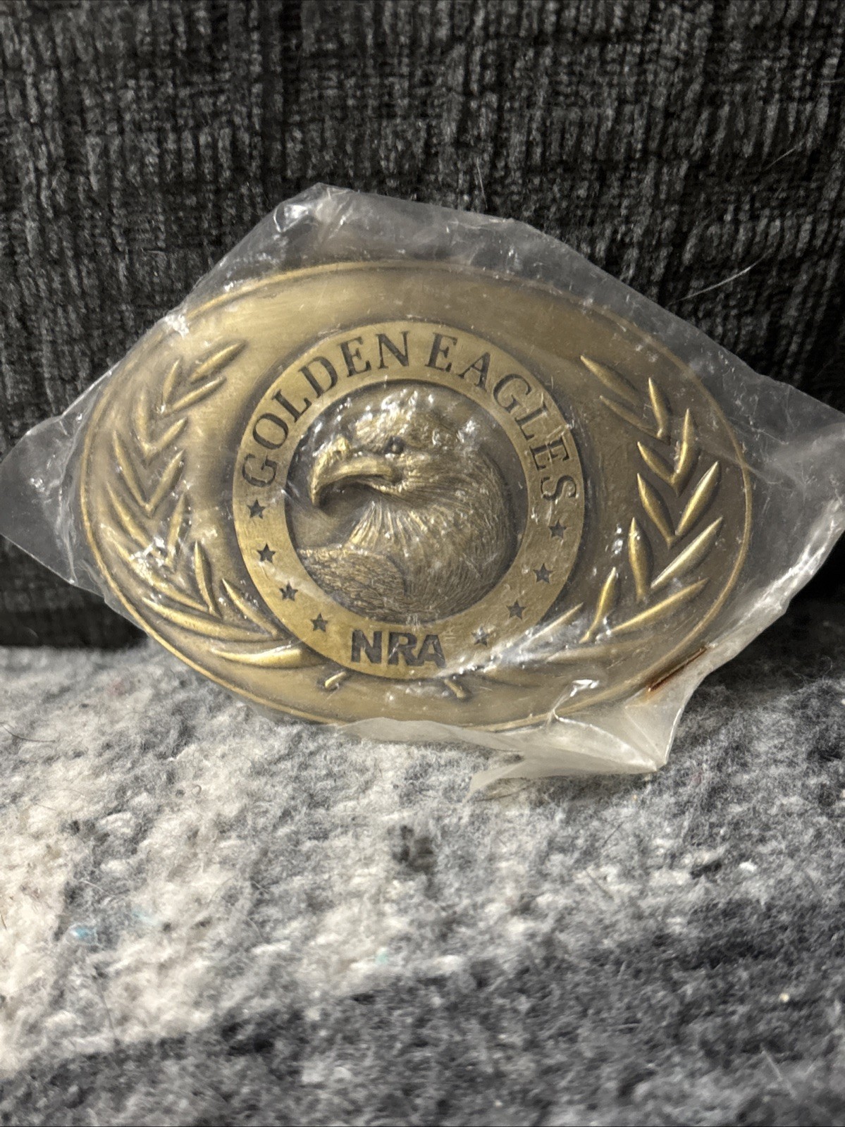 Golden Eagle NRA Metal Belt Buckle Shinny Brass Golden 3D