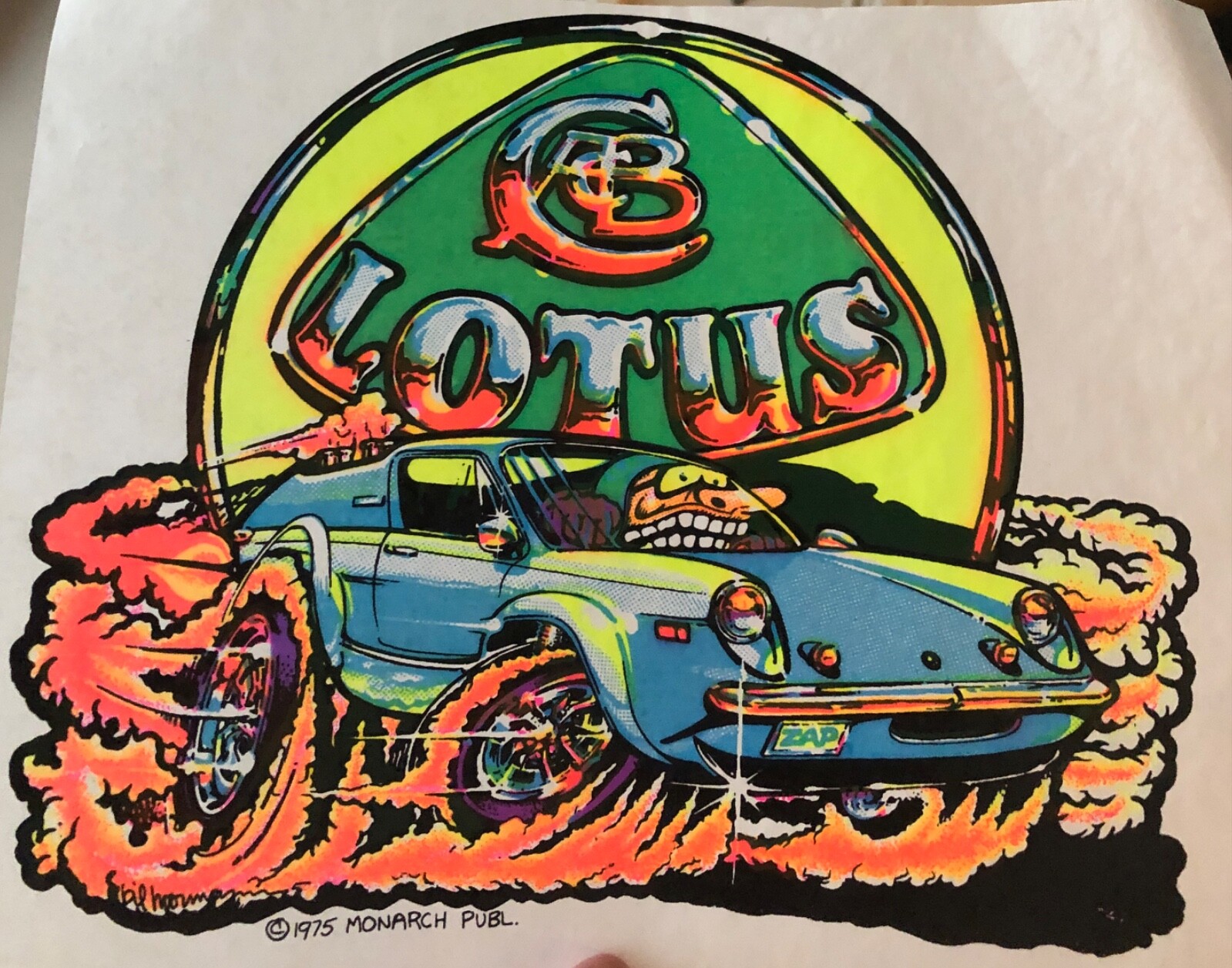 Vintage 1975 Lotus Formula 1 Racing Car British Auto Iron On Transfer DAYGLO