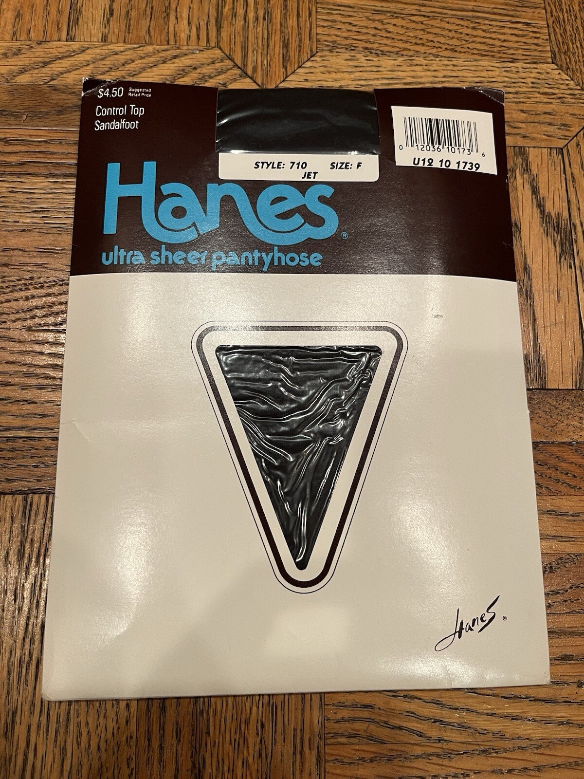 Vintage NOS HANES Ultra Sheer Pantyhose JET Size F Style 710 Sandal Foot 80s USA