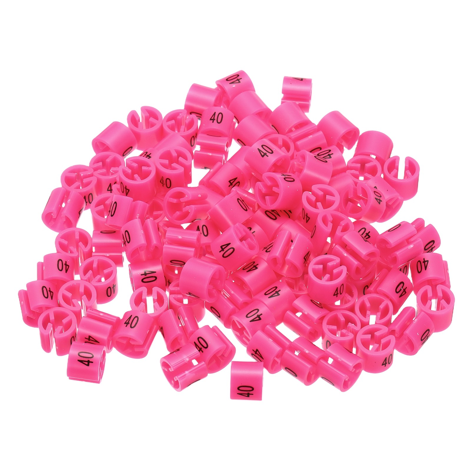 100 Pack Clothes Hanger Marker Number 40 Size Tag Fit 3mm Rod Rose Red