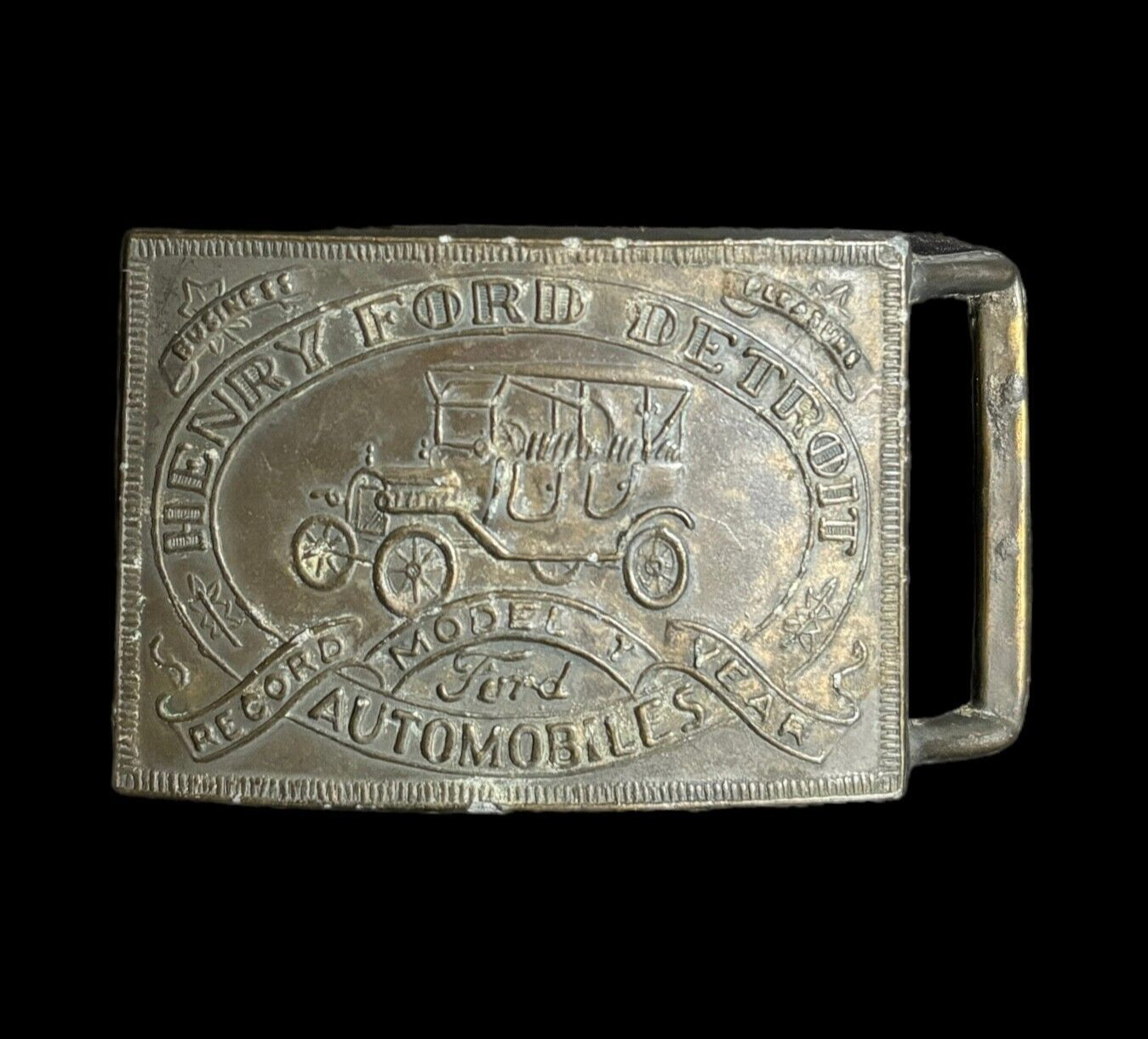 Henry Ford Belt Buckle Detroit Automobiles Model T Record Year Vintage