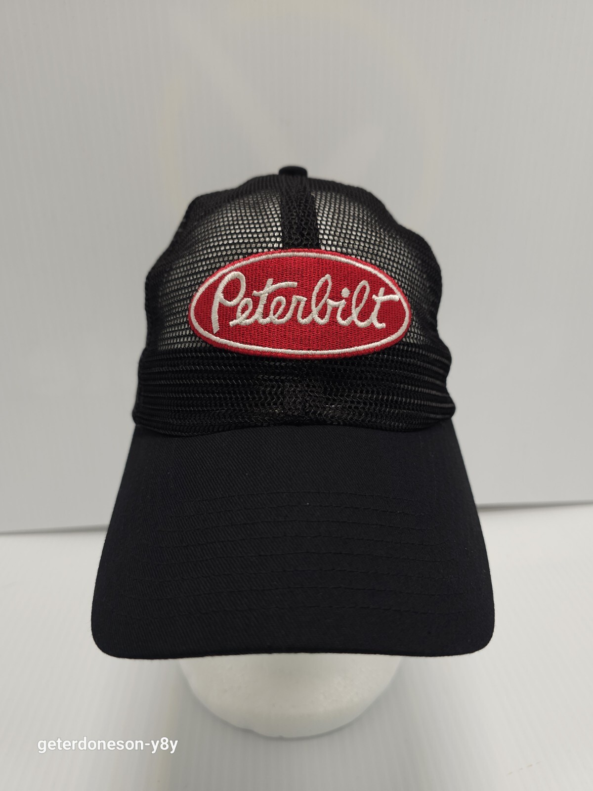 Vintage Peterbilt Double Snapback Hat Cap Adult Size Black All Mesh