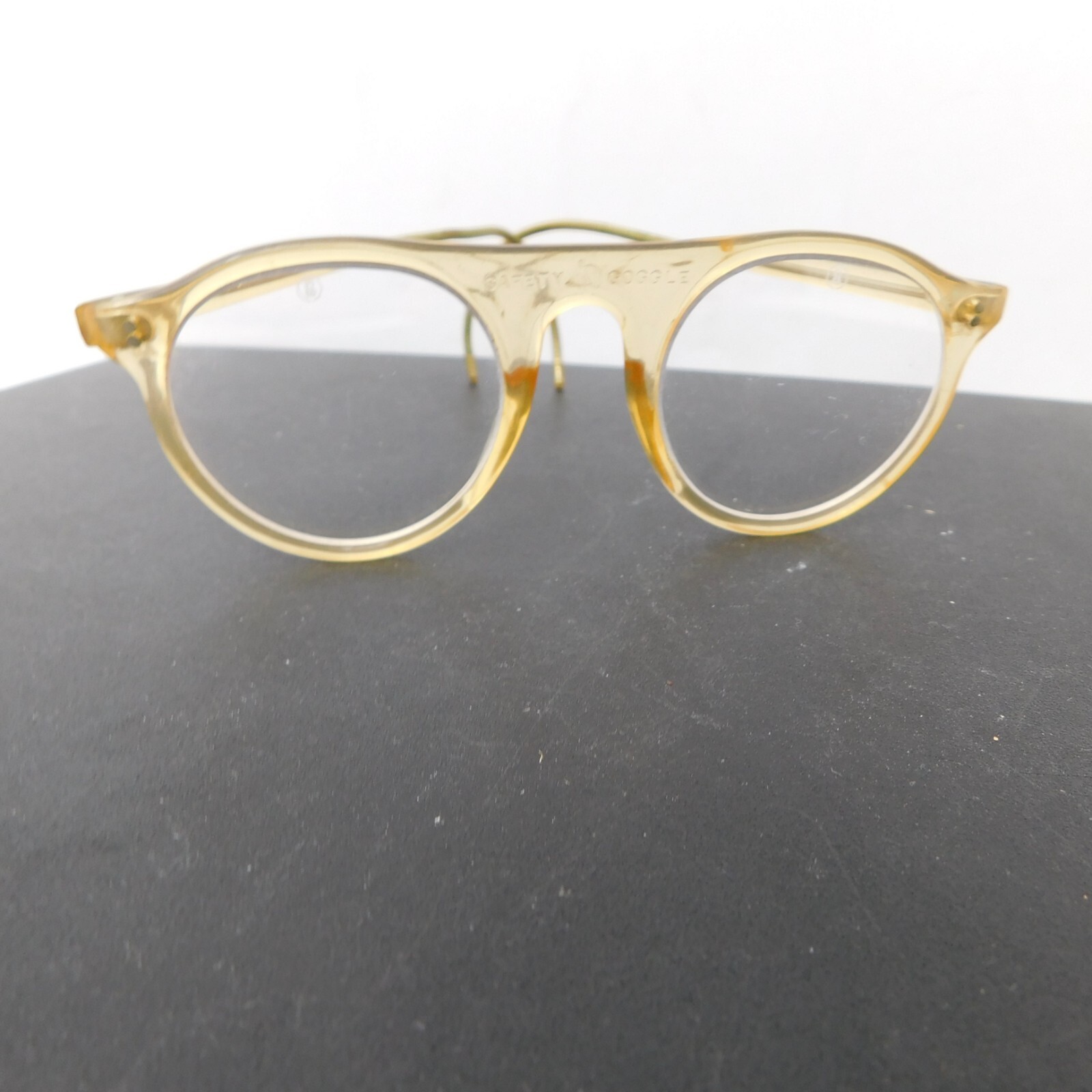 VTG AO Safety Glasses American Optical Celluloid Clear Flat MCM Wrap Around 50s?